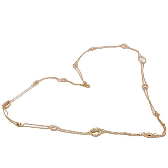 New Swarovski Rose Gold Fragment Multicolor Crystal Double Strand Necklace 2017 - Picture 7 of 16